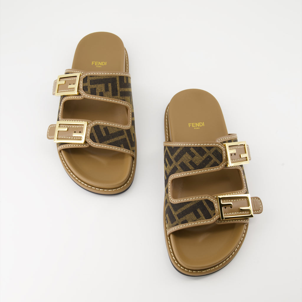 Scarpe aperte Sandales Fendi Feel en jacquard Fendi Marrone Femme