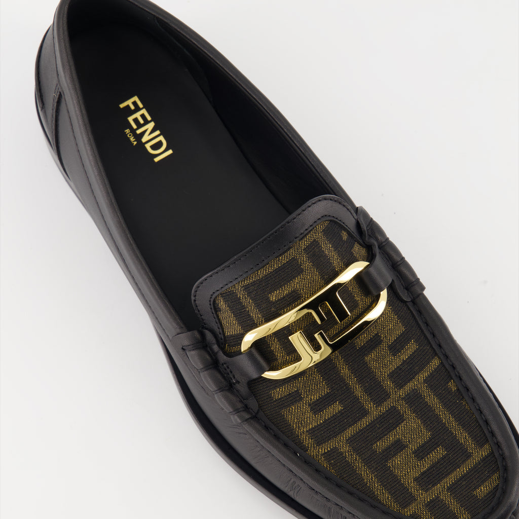 Mocassins Mocassins en cuir Fendi O'Lock Fendi Noir Homme