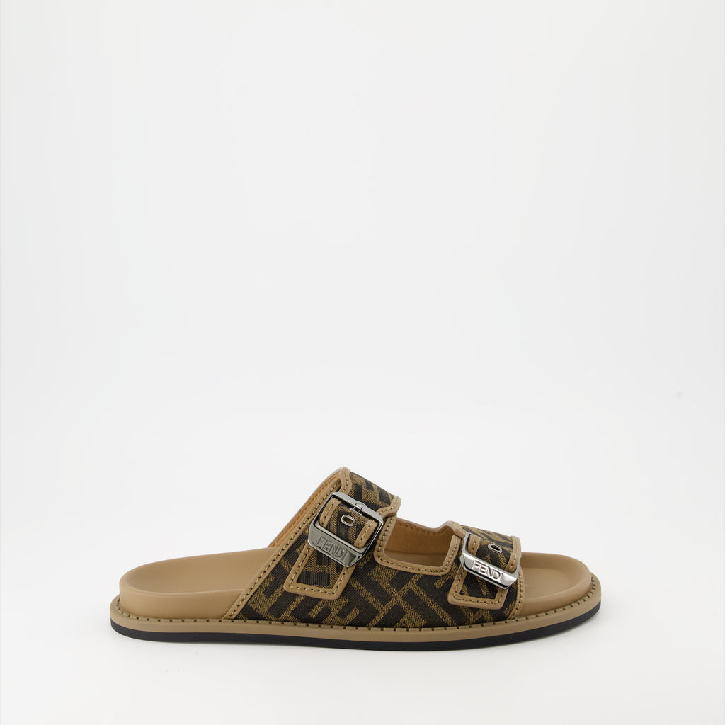 Scarpe aperte Sandali Fendi Feel in Jacquard Fendi Marrone Homme