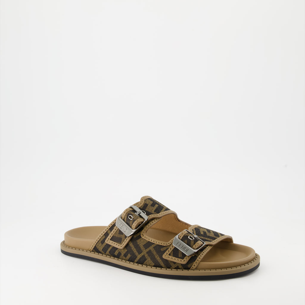 Scarpe aperte Sandali Fendi Feel in Jacquard Fendi Marrone Homme