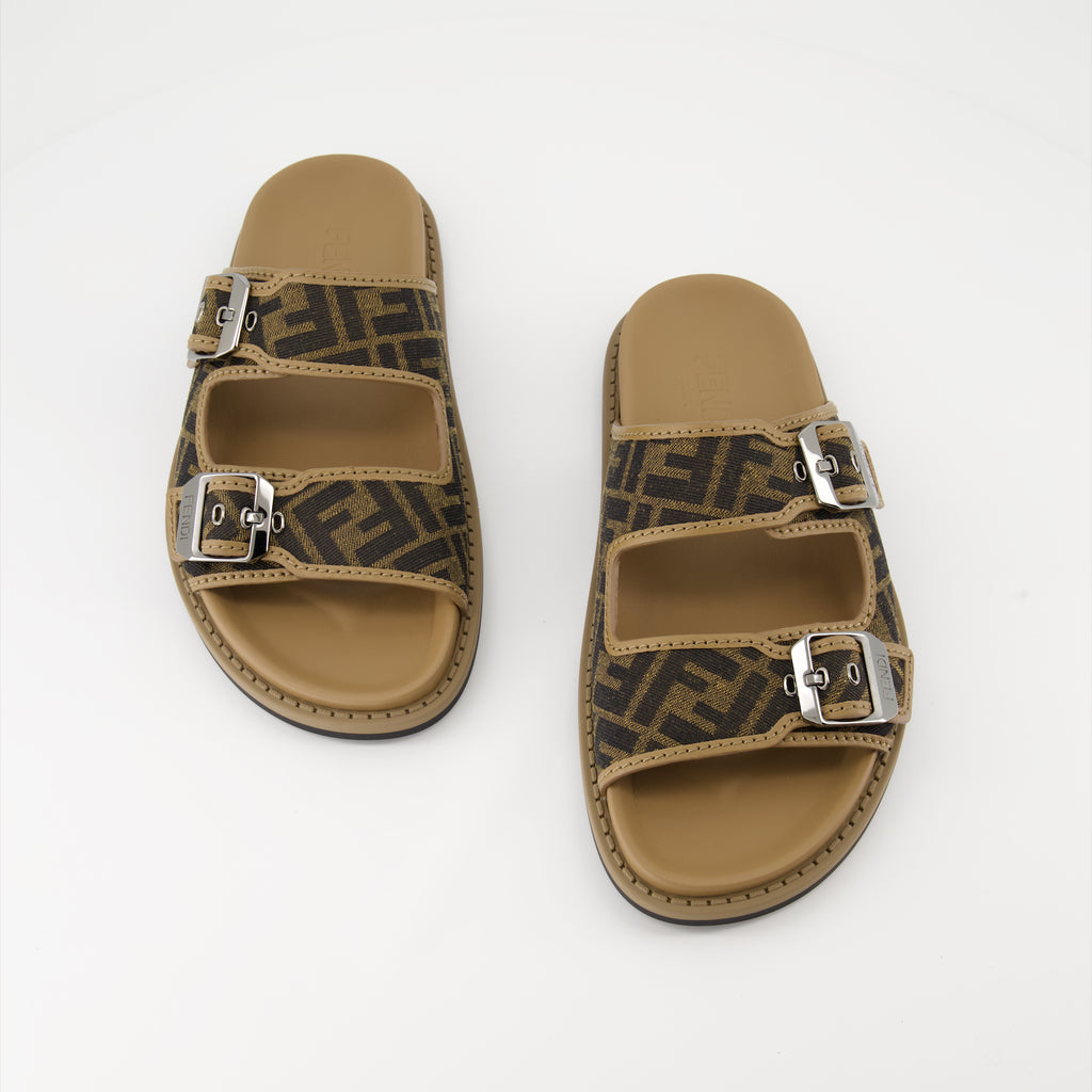 Scarpe aperte Sandali Fendi Feel in Jacquard Fendi Marrone Homme