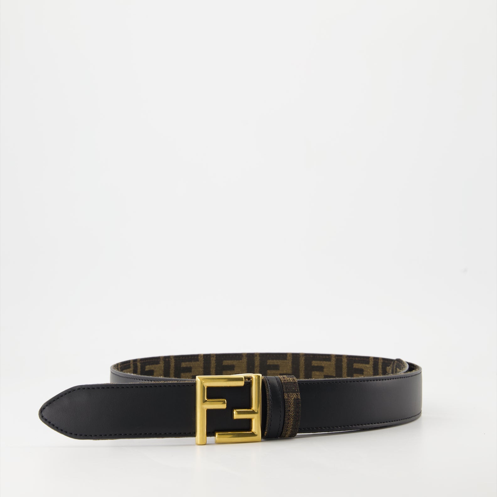 Cintos Ceinture FF réversible Fendi Preto Femme
