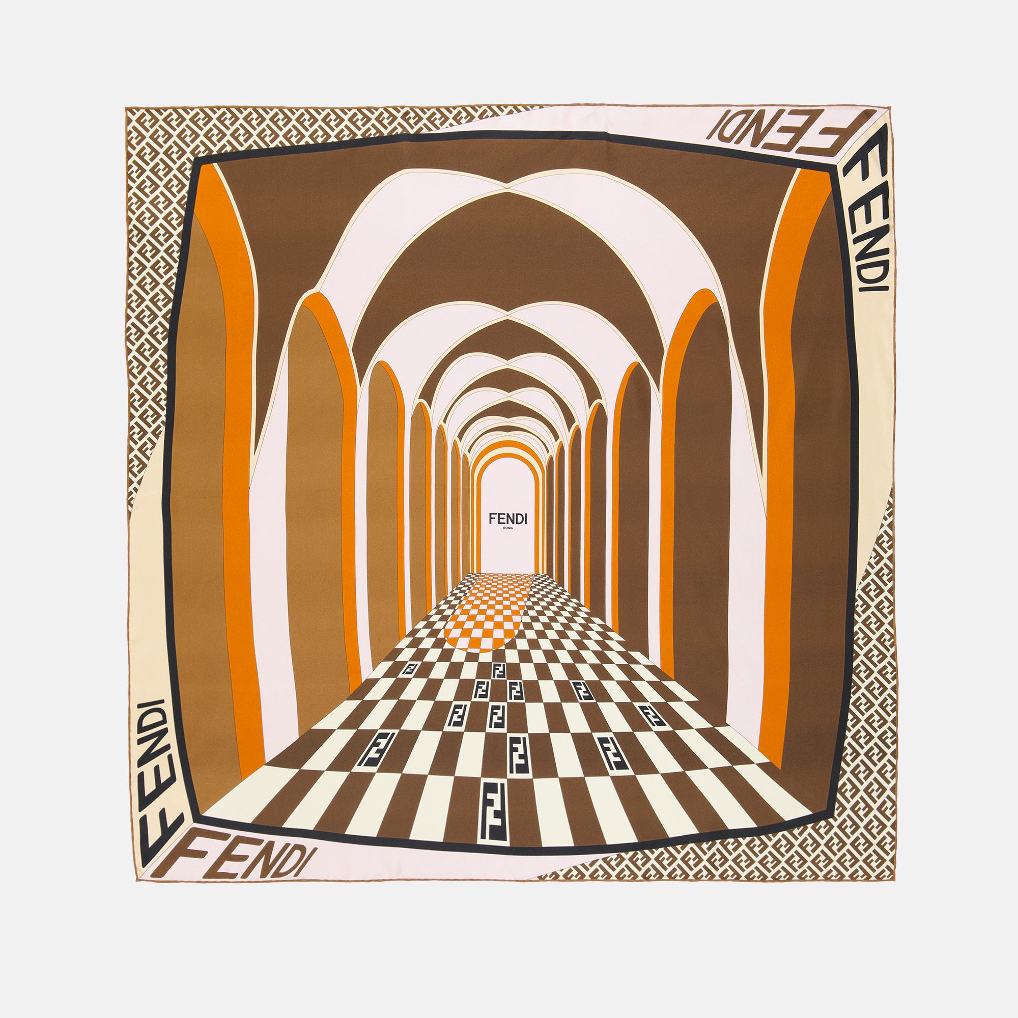 Écharpes, foulards et gants Foulard en soie Fendi Marron Femme