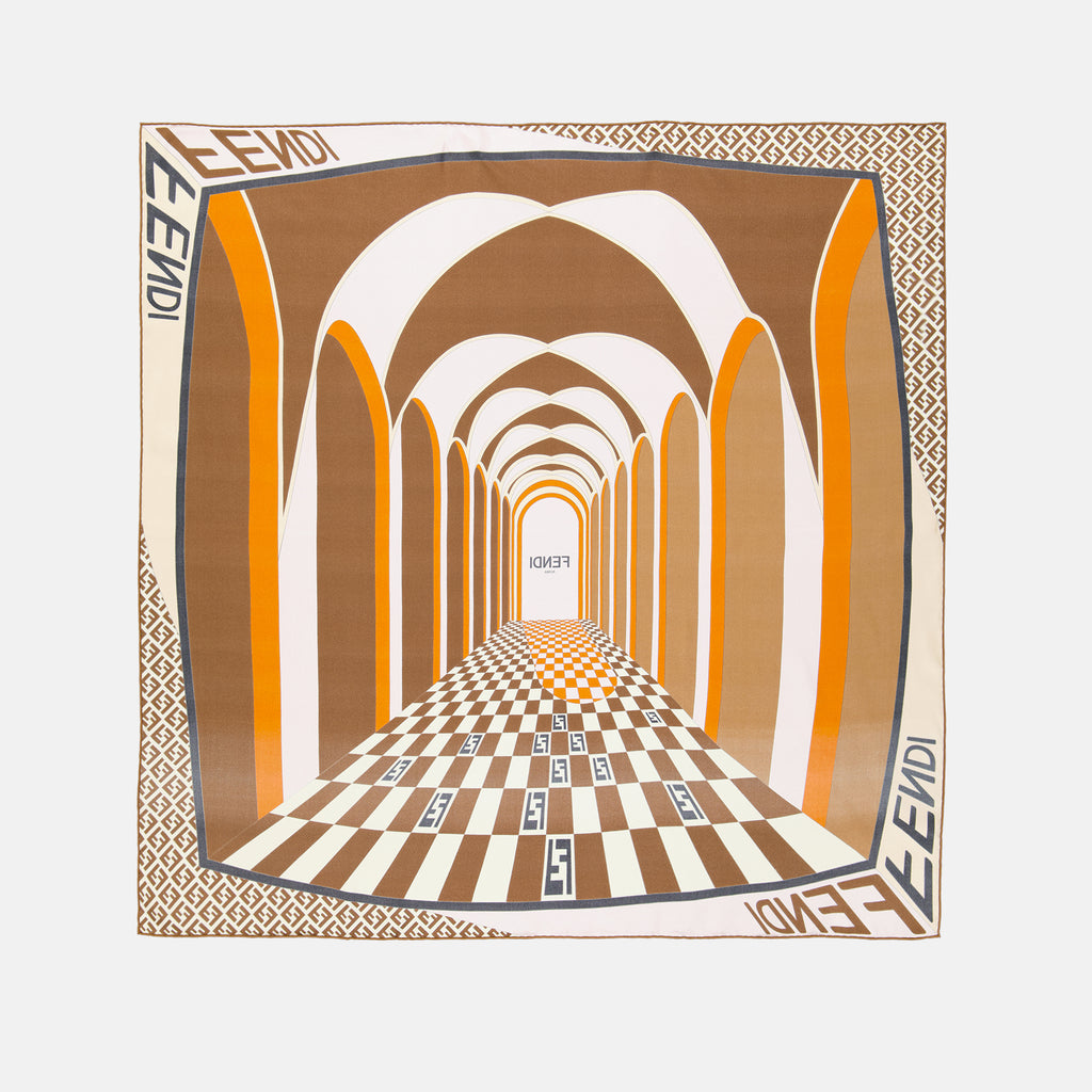 Écharpes, foulards et gants Foulard en soie Fendi Marron Femme