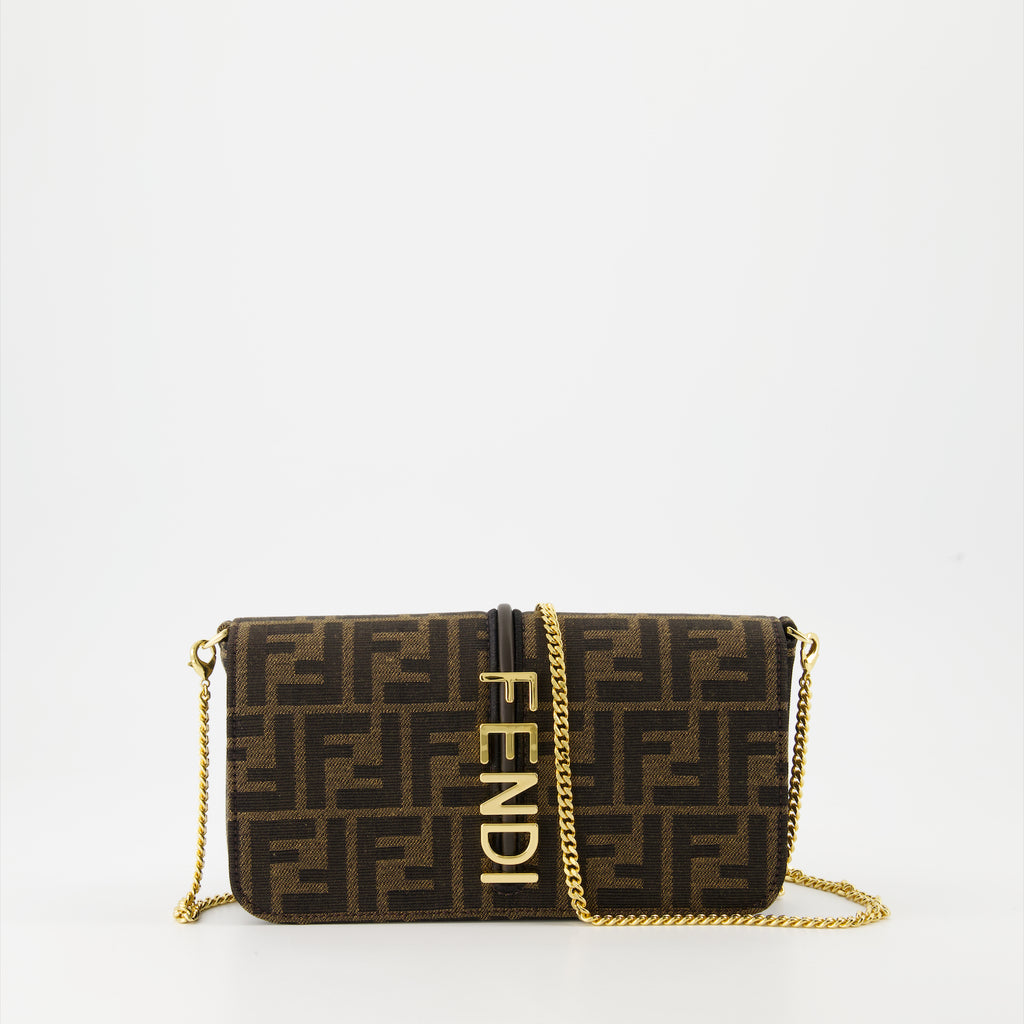 Bolsas transversais Portefeuille à chaîne Fendigraphy Fendi Marrom Femme