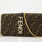 Bolsas transversais Portefeuille à chaîne Fendigraphy Fendi Marrom Femme