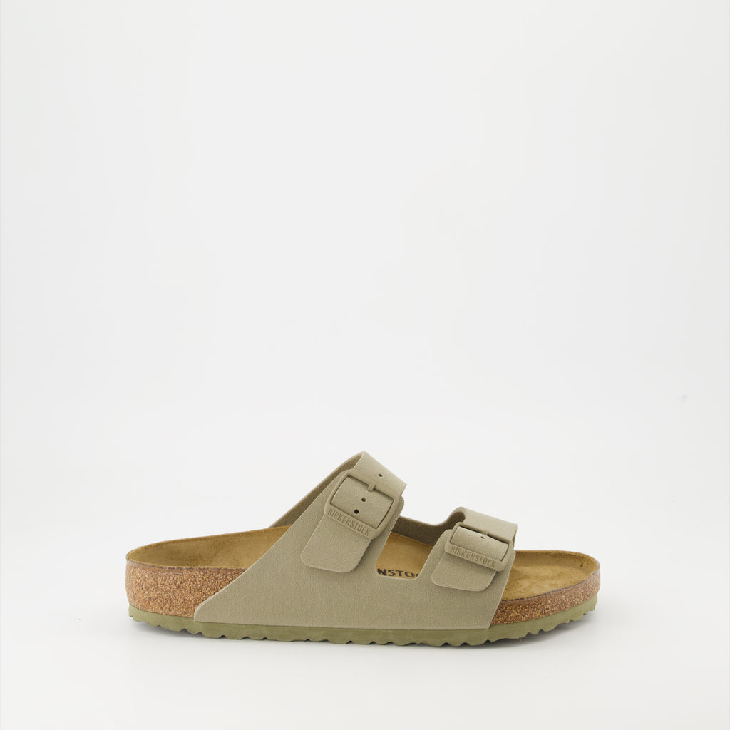 Chaussures ouvertes Claquettes Arizona Birko-Flor Birkenstock Kaki Homme