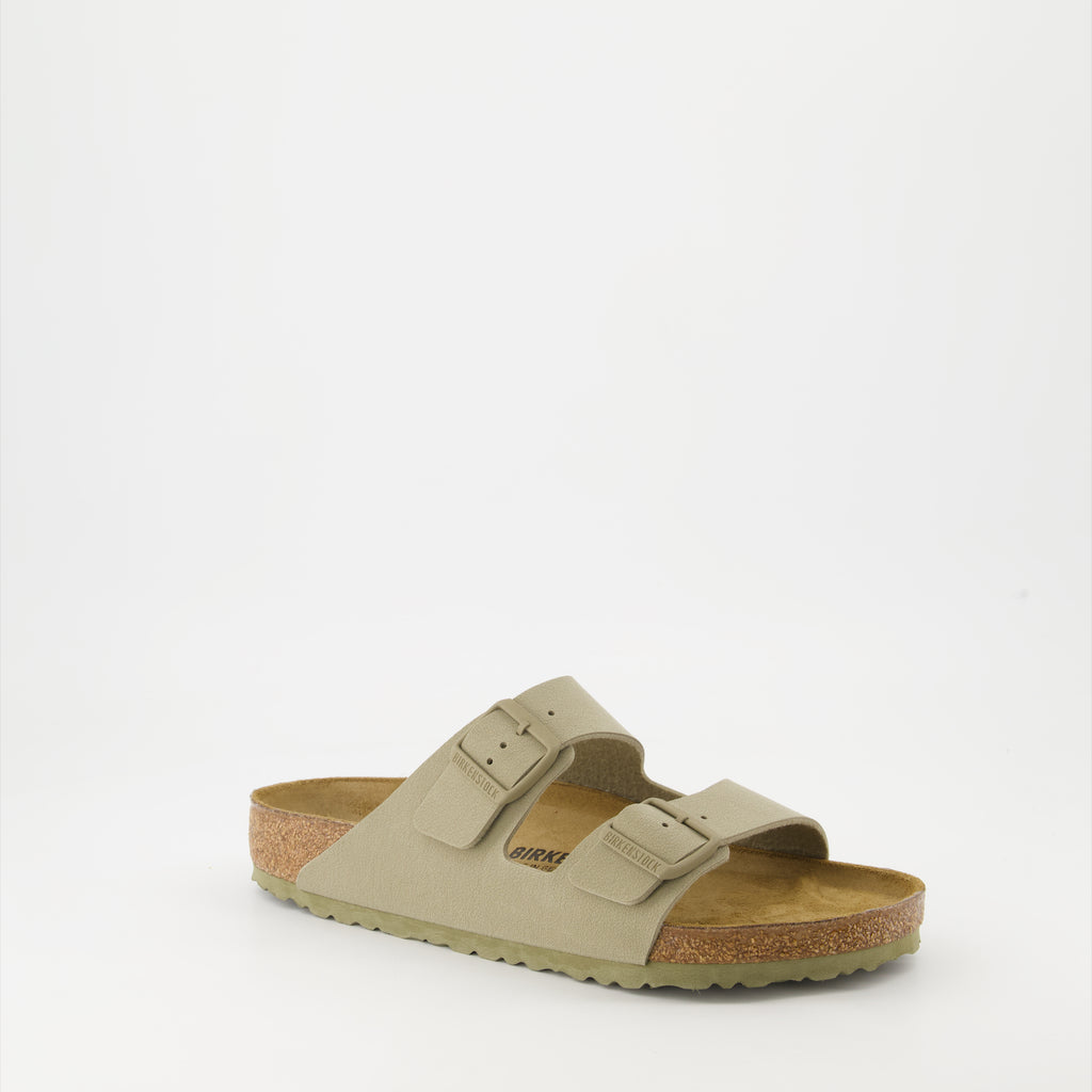 Chaussures ouvertes Claquettes Arizona Birko-Flor Birkenstock Kaki Homme