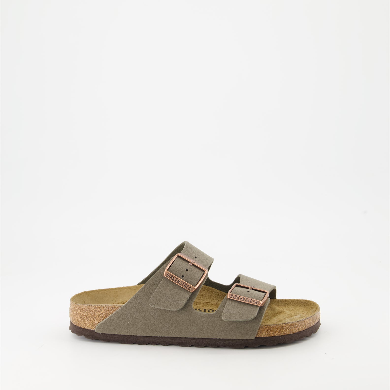 Chaussures ouvertes Claquettes Arizona Birko-Flor Birkenstock Kaki Femme