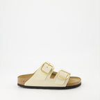 Zapatos abiertos Claquettes Arizona Big Buckle Birkenstock Beige Femme