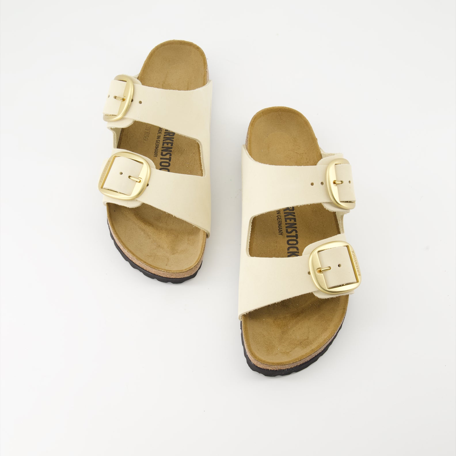 Sapatos abertos Claquettes Arizona Big Buckle Birkenstock Bege Femme