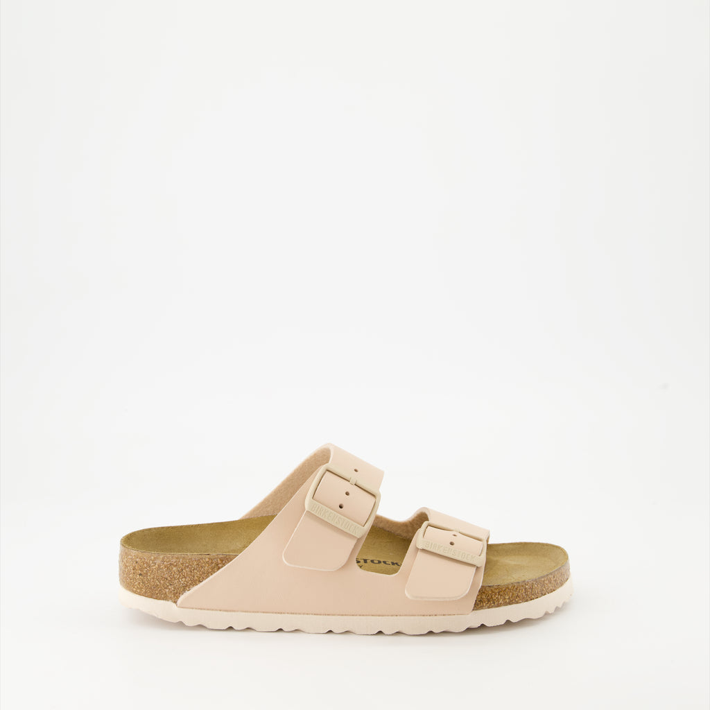 Chaussures ouvertes Claquettes Arizona Birko-Flor Birkenstock Beige Femme