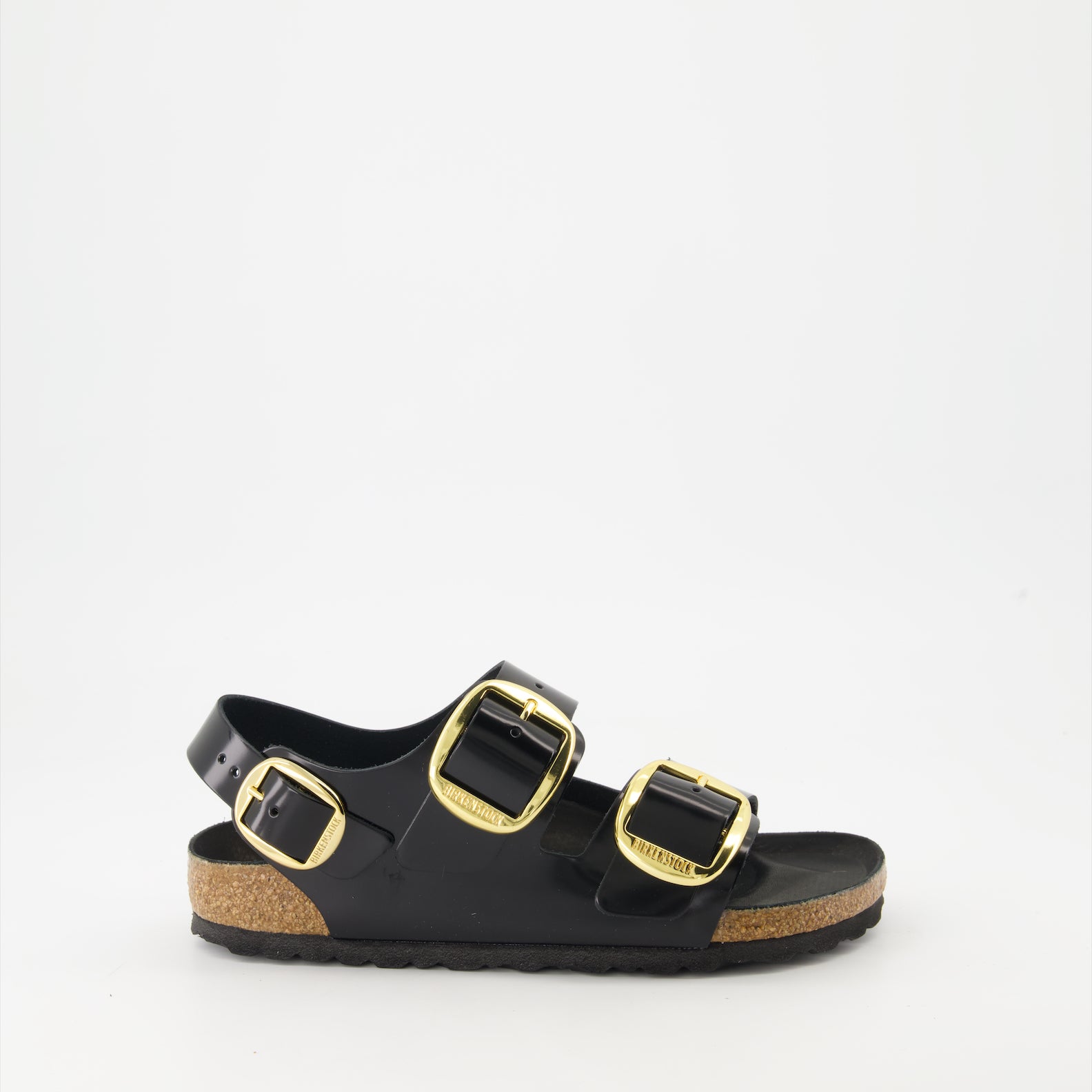 Offene schuhe Milano Big Buckle Sandalen Birkenstock Schwarz Femme