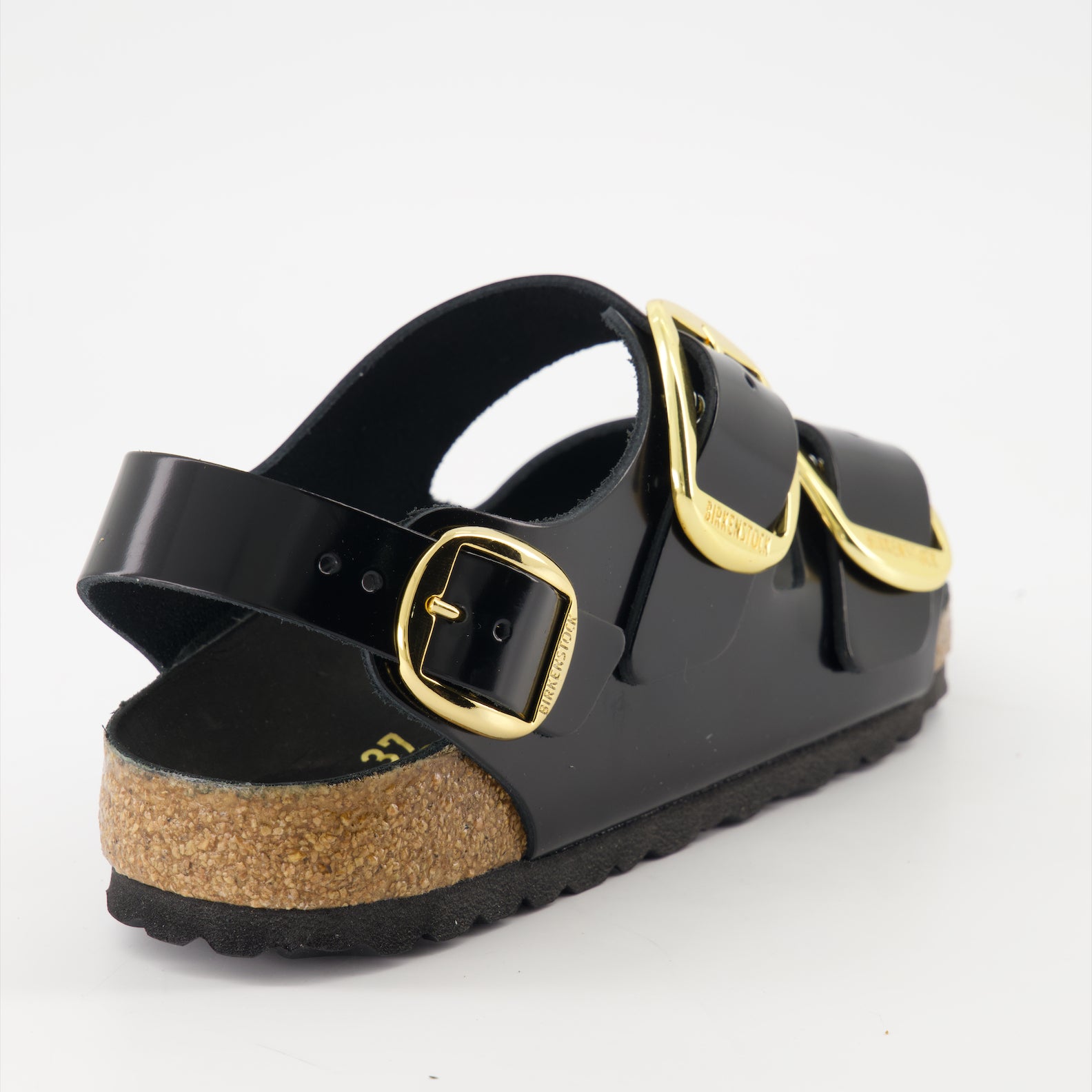 Offene schuhe Milano Big Buckle Sandalen Birkenstock Schwarz Femme