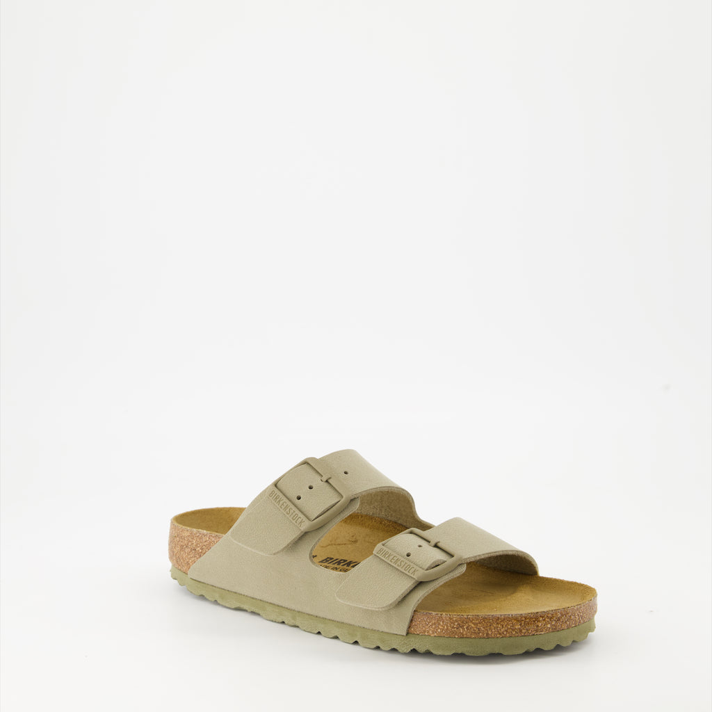 Sapatos abertos Claquettes Arizona Birko-Flor Birkenstock Cáqui Femme