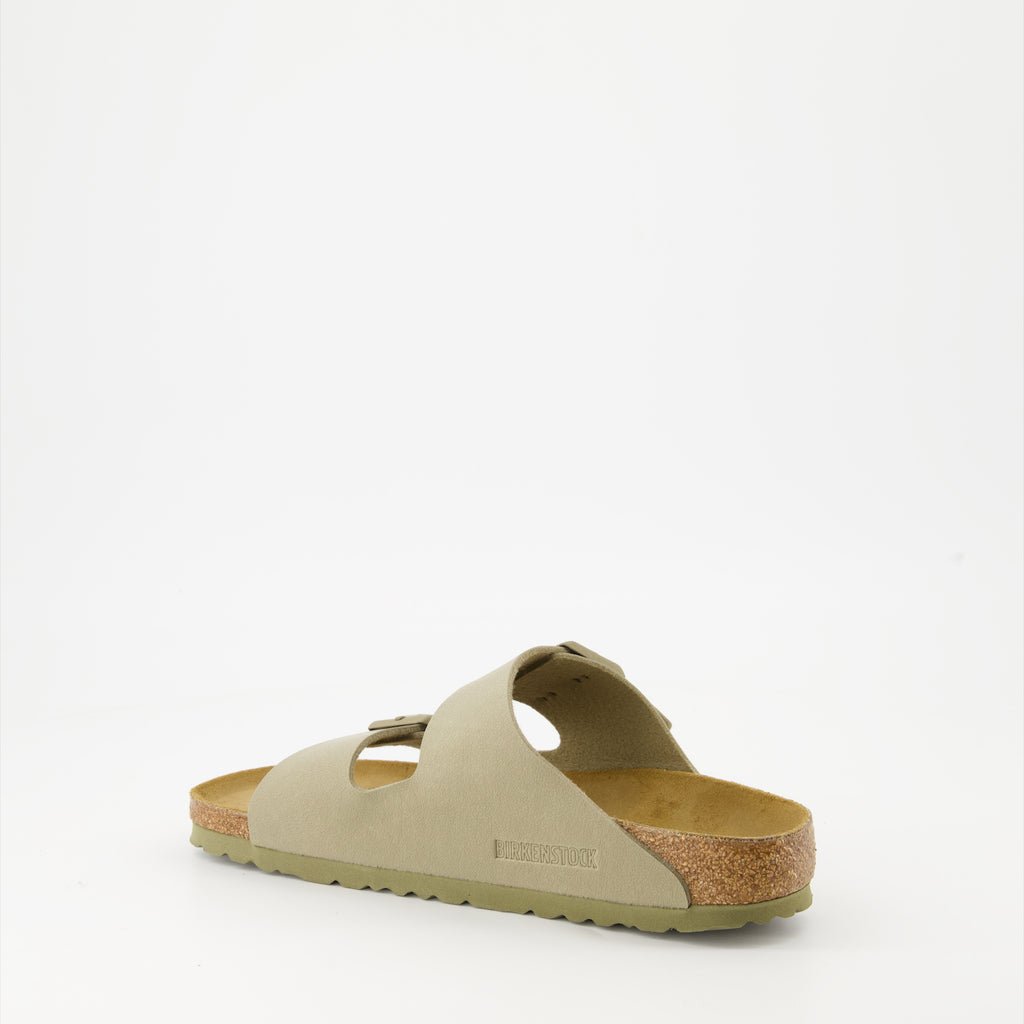 Sapatos abertos Claquettes Arizona Birko-Flor Birkenstock Cáqui Femme