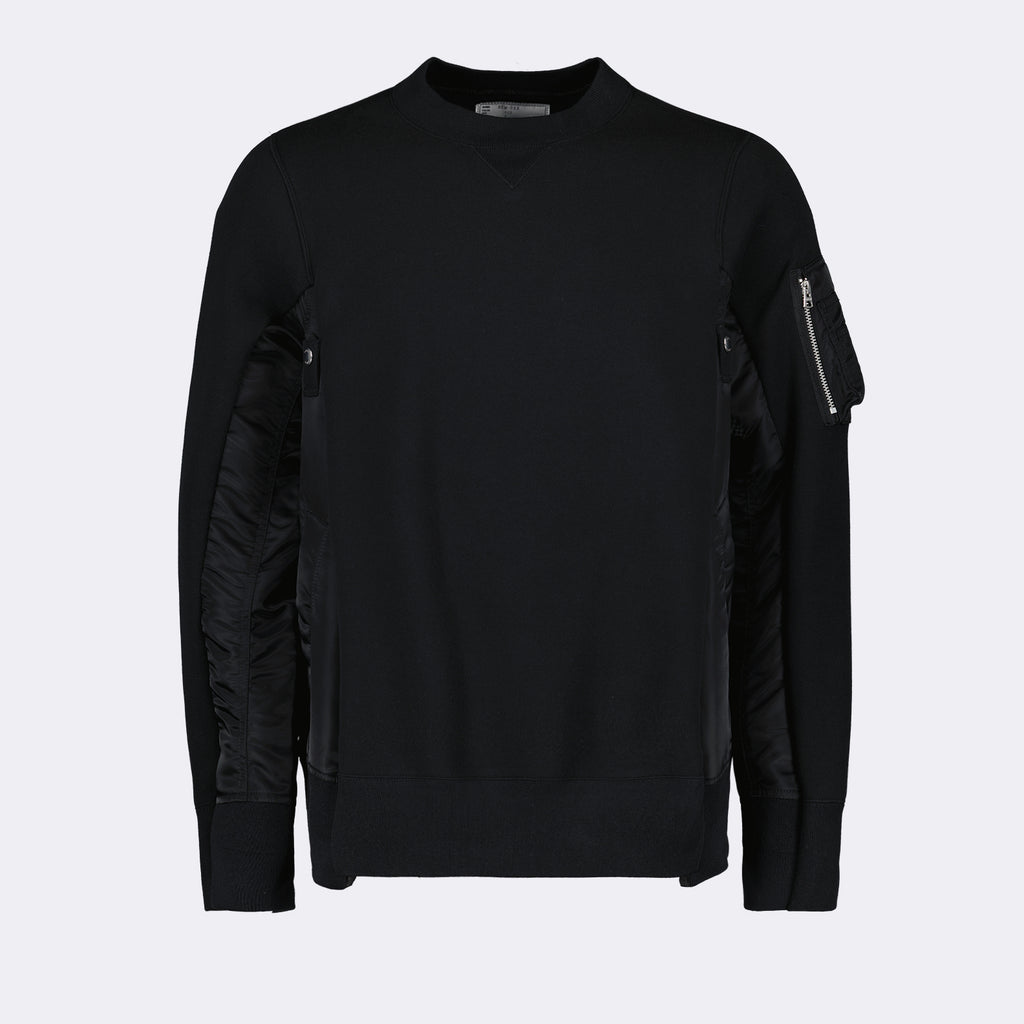 ニットウェア バイマテリアルセーター Sacai 黒 男