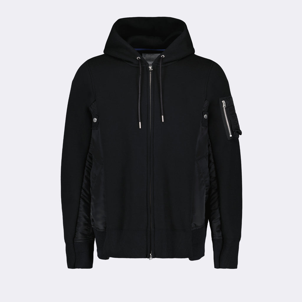 Sweatshirts Sweat zippé en nylon Sacai Schwarz Homme