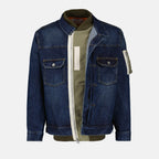 Vestes Veste hybride en denim et nylon Sacai Bleu Homme