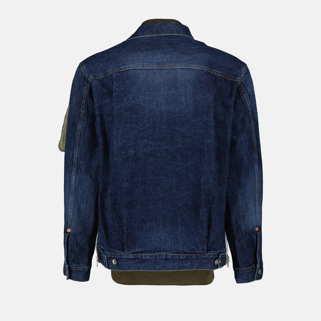 Vestes Veste hybride en denim et nylon Sacai Bleu Homme