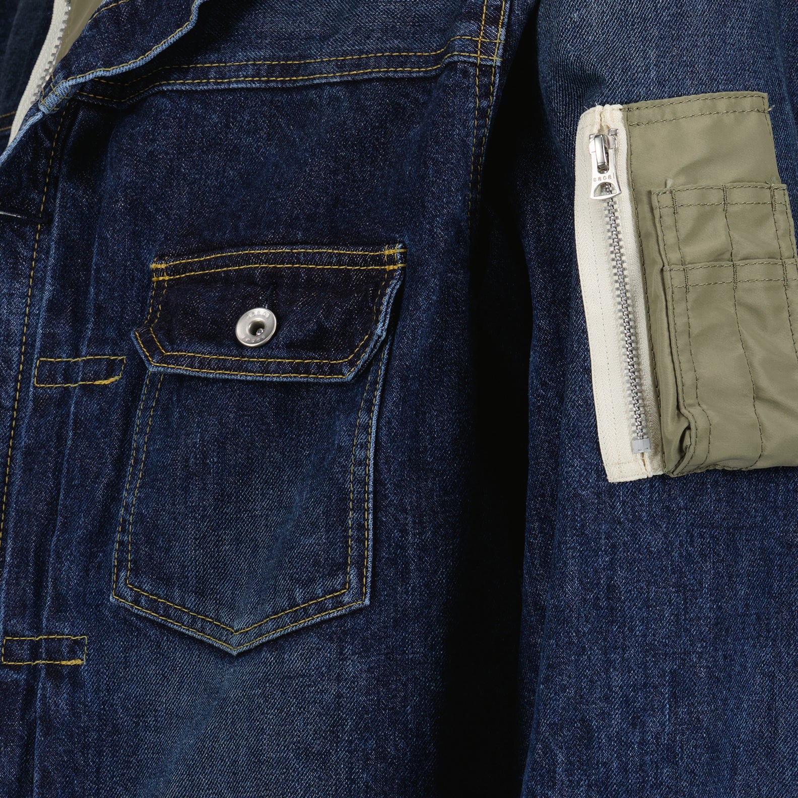 Vestes Veste hybride en denim et nylon Sacai Bleu Homme