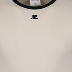 T-shirts T-shirt contraste Réédition Courrèges Beige Homme