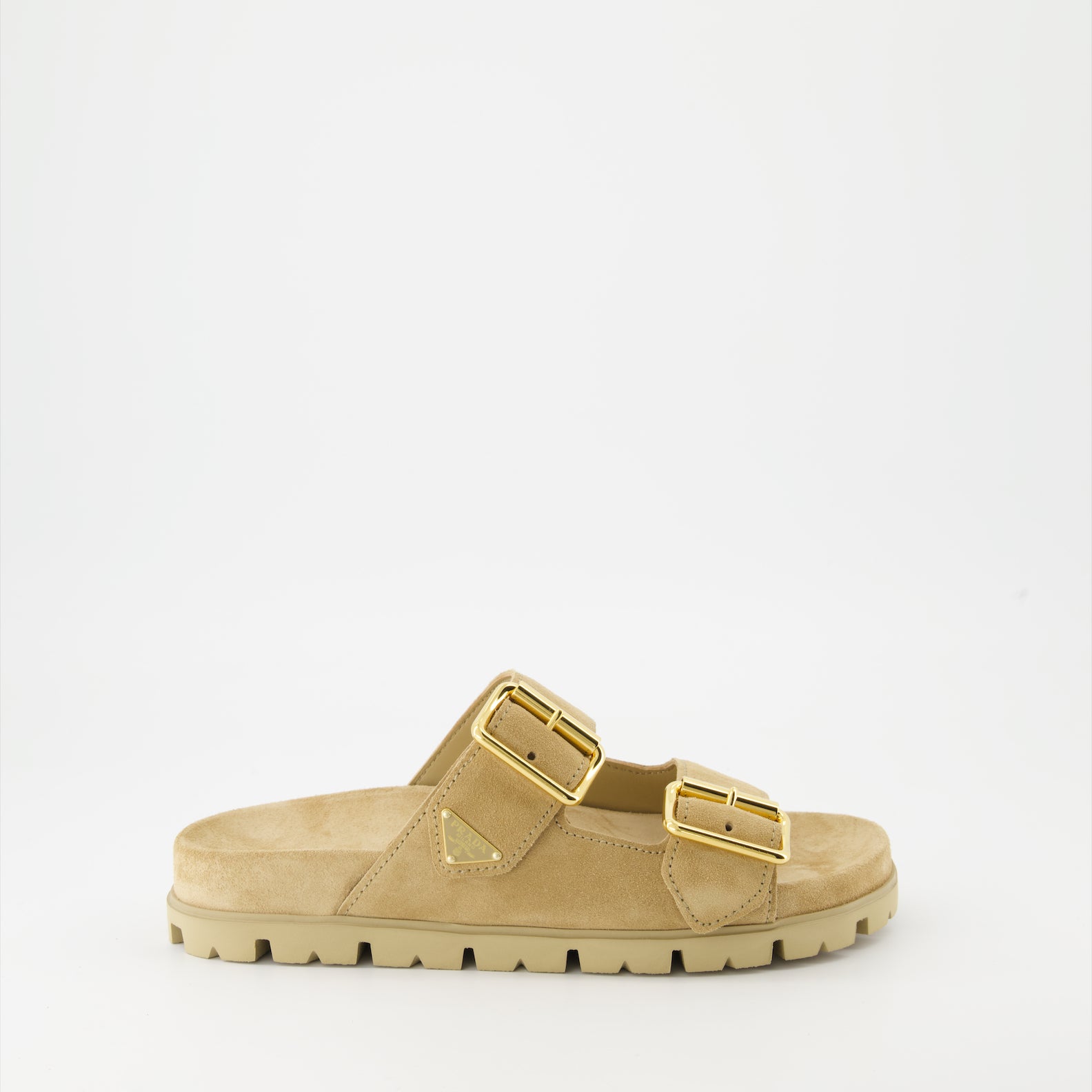 Sapatos abertos Claquettes en veau velours Prada Bege Femme