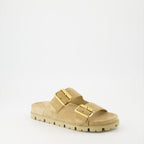 Sapatos abertos Claquettes en veau velours Prada Bege Femme