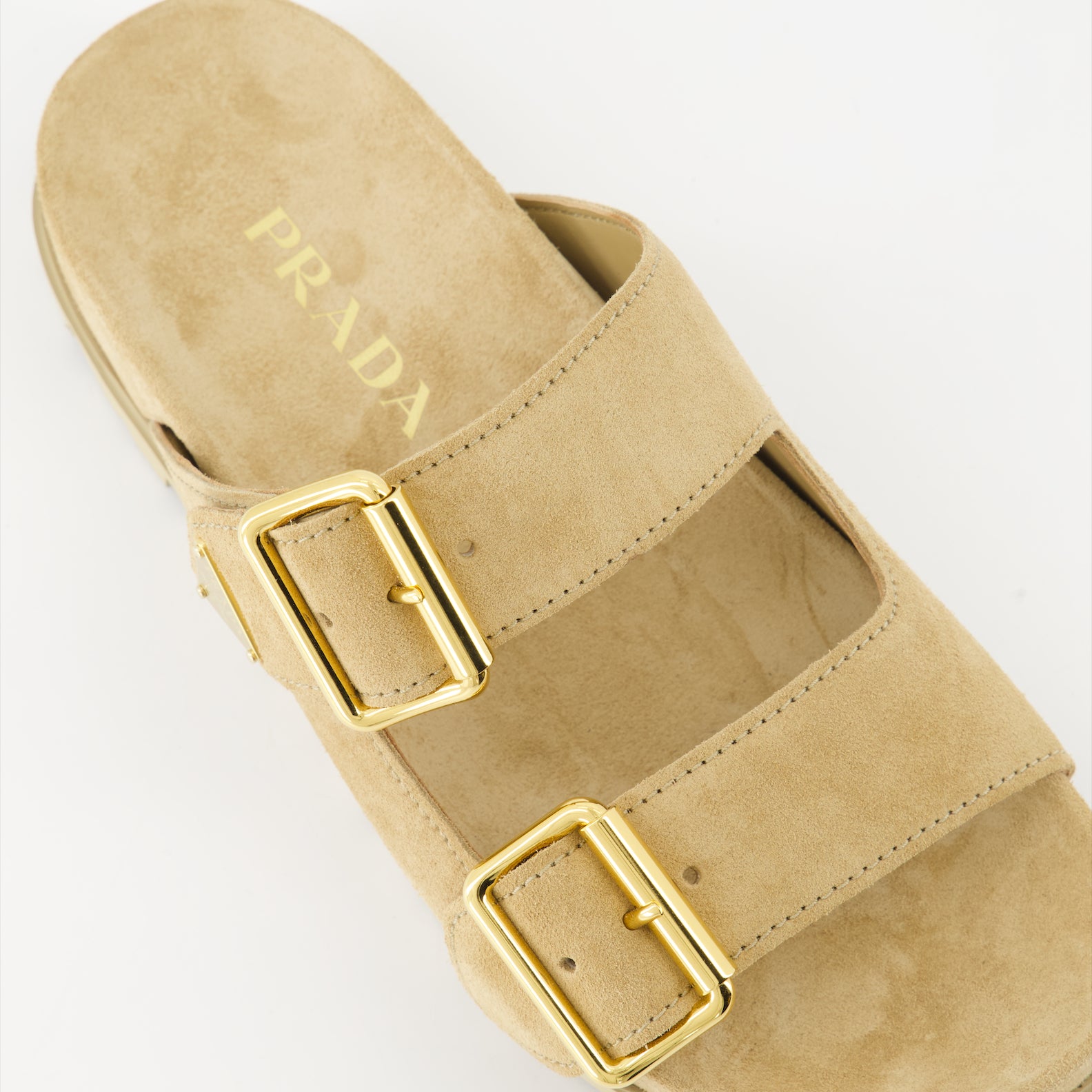 Sapatos abertos Claquettes en veau velours Prada Bege Femme