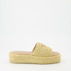 Sapatos abertos Mules en raphia Prada Bege Femme
