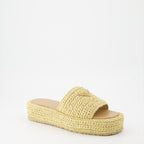 Sapatos abertos Mules en raphia Prada Bege Femme