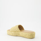 Sapatos abertos Mules en raphia Prada Bege Femme