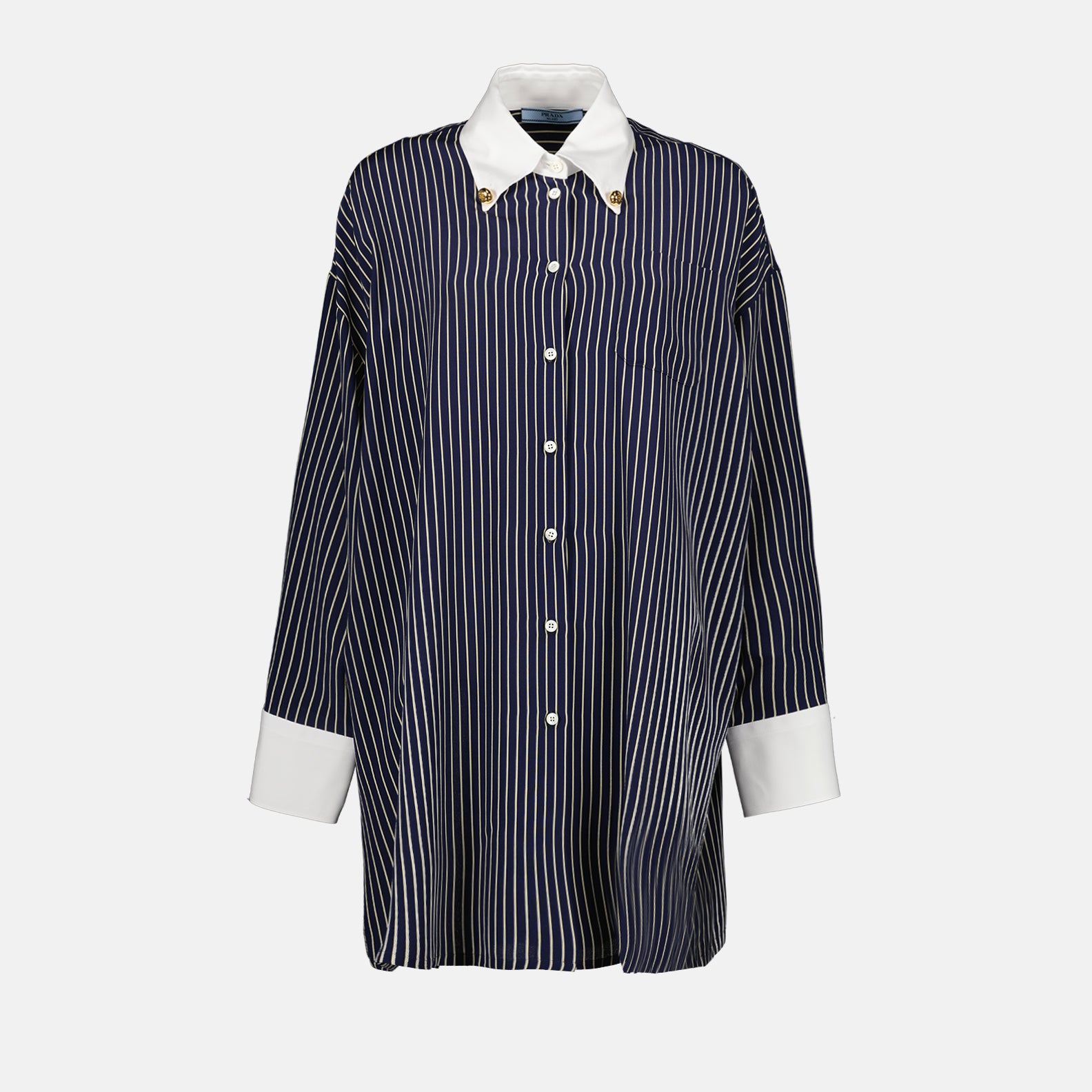 Chemises Chemise rayée oversize Prada Bleu foncé Femme