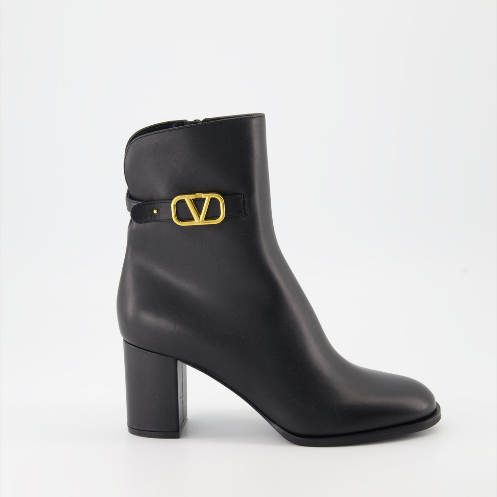 Bottines Bottines VLogo en cuir Valentino Garavani Noir Femme