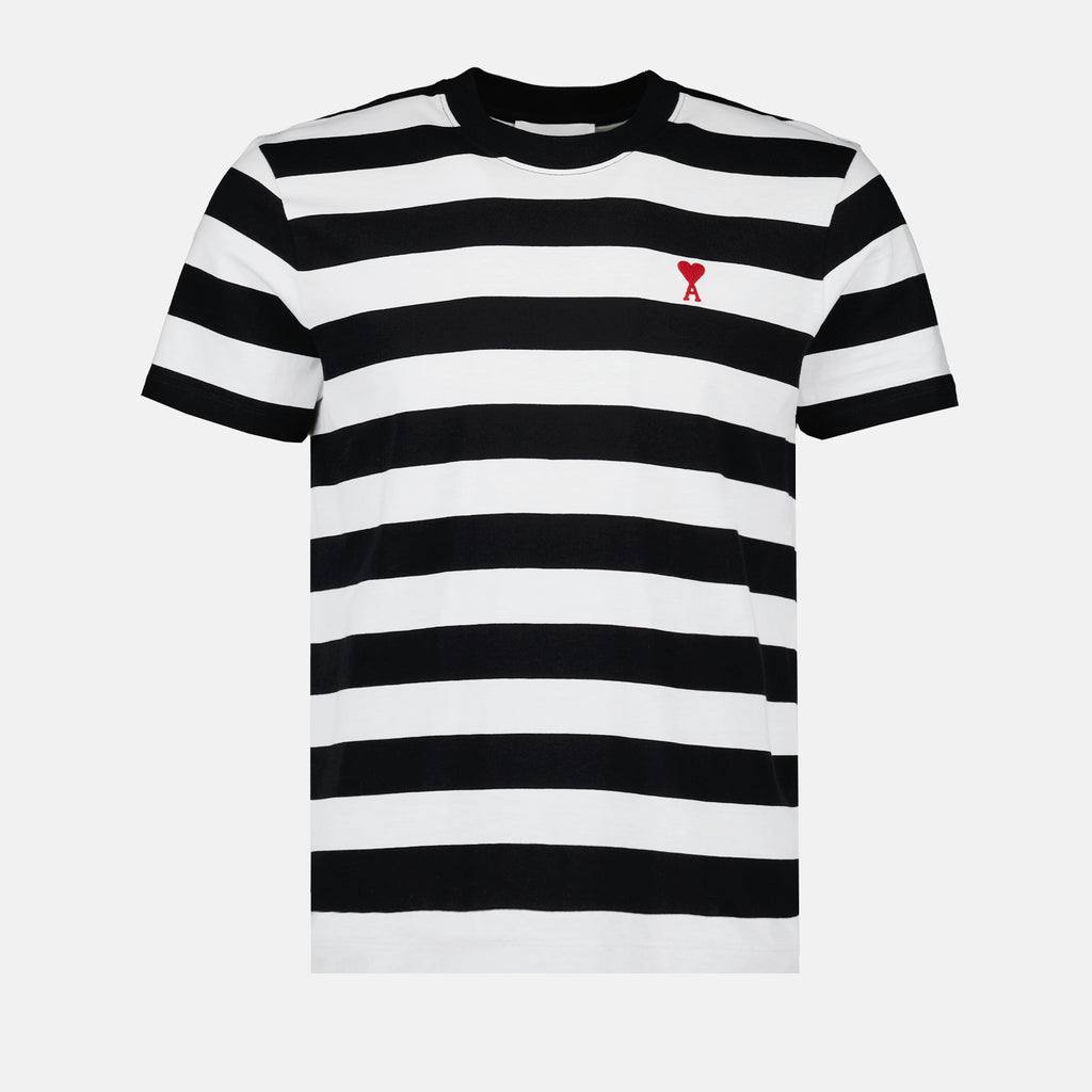 T-shirts T-shirt Ami de Coeur rayé Ami PARIS Noir Unisexe