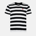 T-shirts T-shirt Ami de Coeur rayé Ami PARIS Noir Unisexe