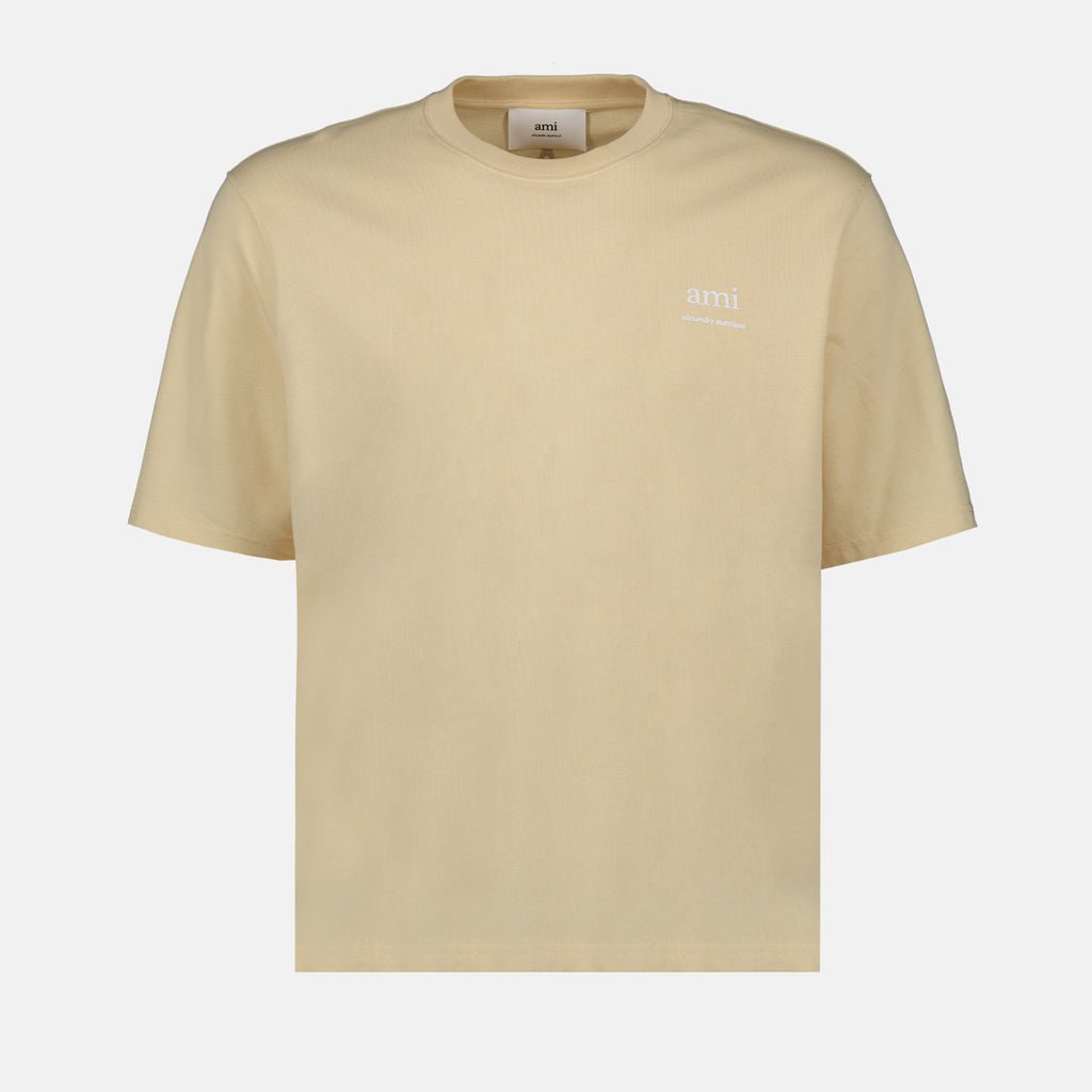 T-shirts Embroidered Ami T-shirt Ami PARIS Beige Unisex