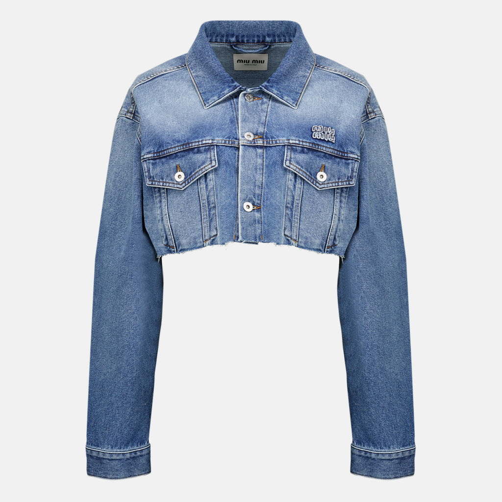 Vestes ショート ブルーデニムジャケット Miu Miu Bleu Femme
