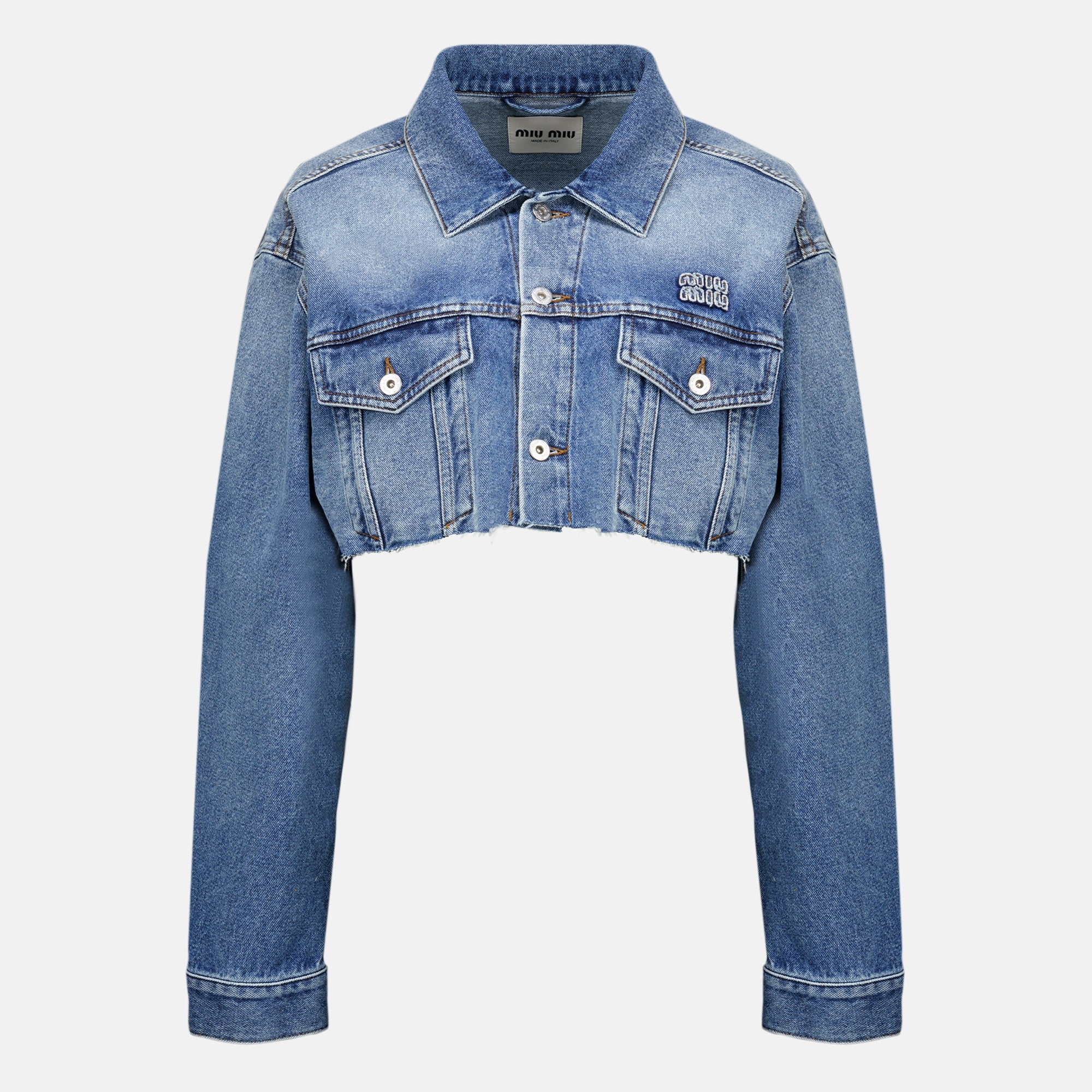Vestes Veste en denim bleu courte Miu Miu Bleu Femme