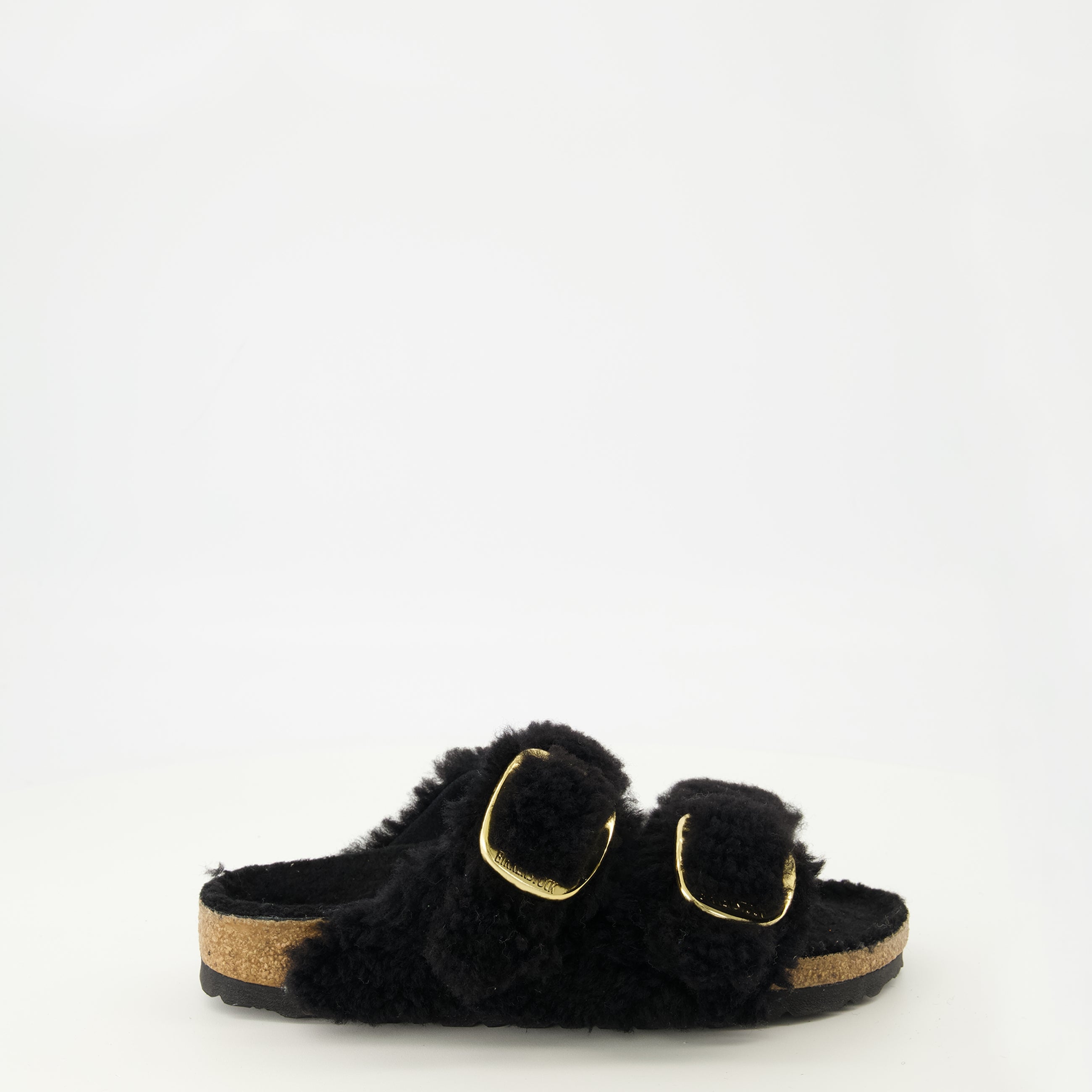 Image de l'article Sandales Arizona en teddy noir de la marque Birkenstock pour Femme - Saison Printemps-Été 2026 - Vue latérale droite
