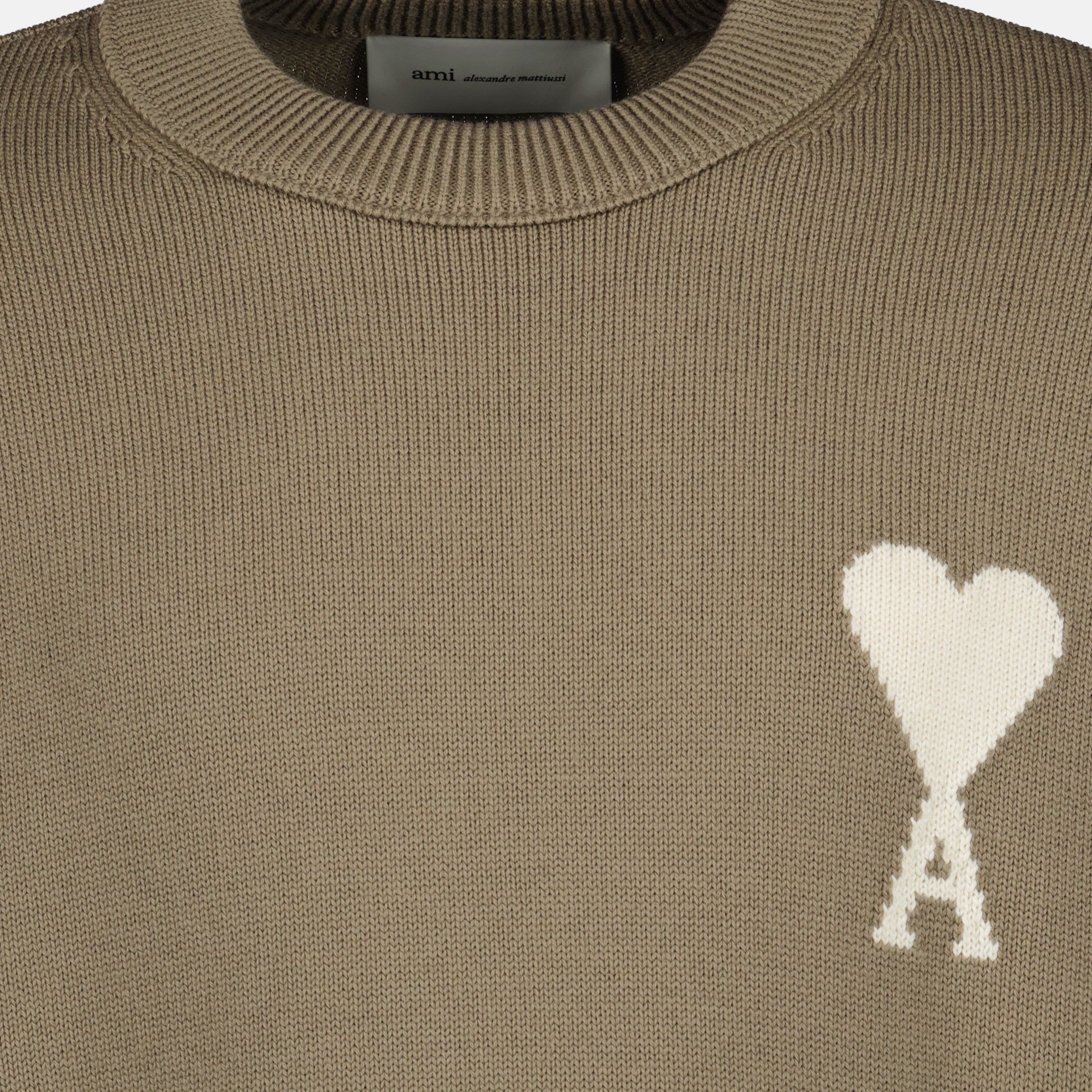 Image de l'article Pull AMI de coeur beige en laine ete coton de la marque Ami PARIS pour Unisex - Saison Printemps-Été 2026 - Vue détaillée_2