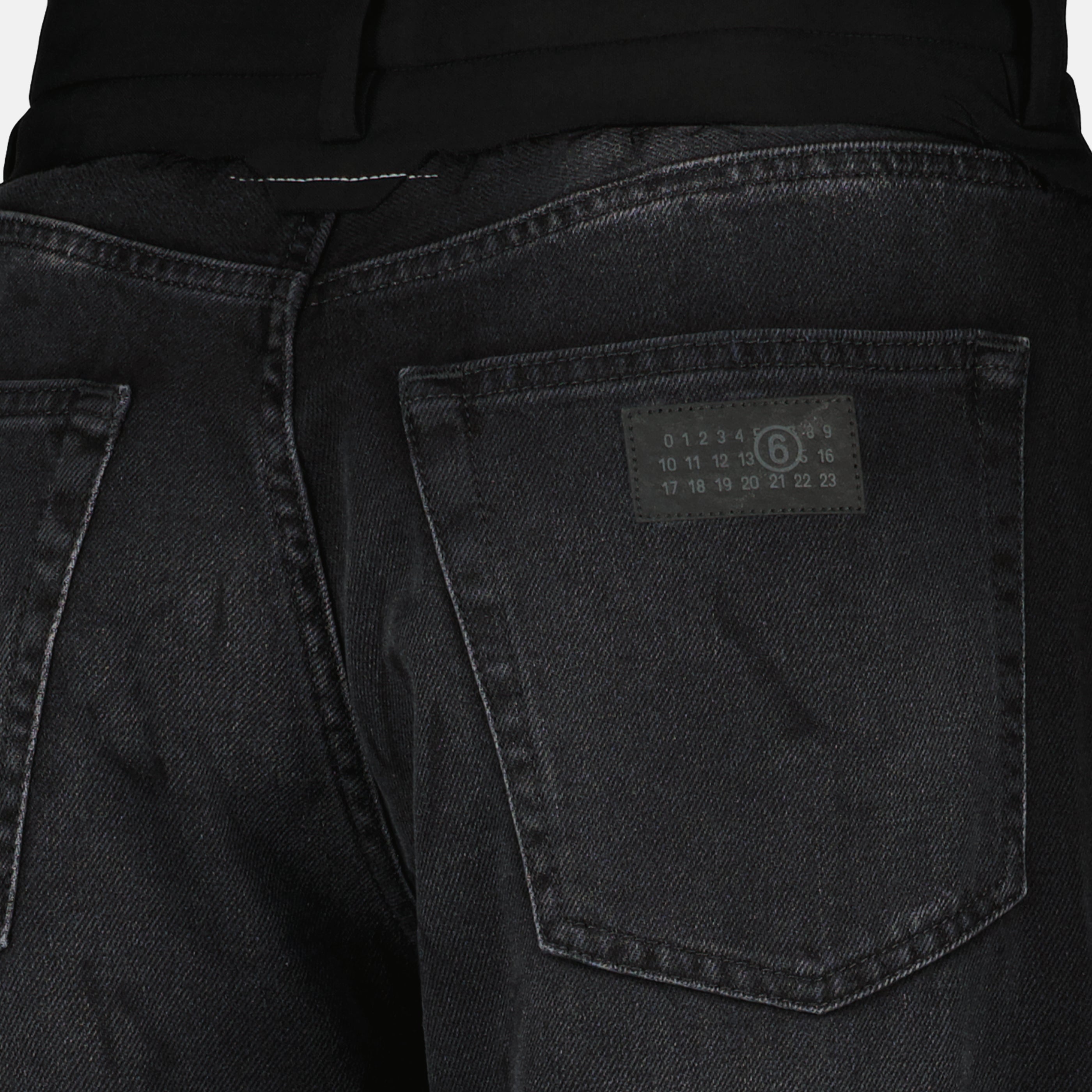 Pantalons Jean droit en denim noir Mm6 Noir Femme