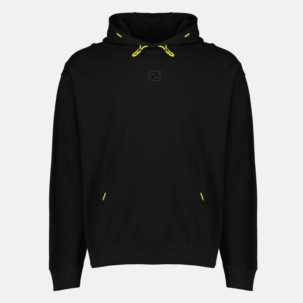 Bild des schwarzen Baumwollhoodies der Marke Fendi für Herren - Frühjahr-Sommer 2026 - Vorderansicht