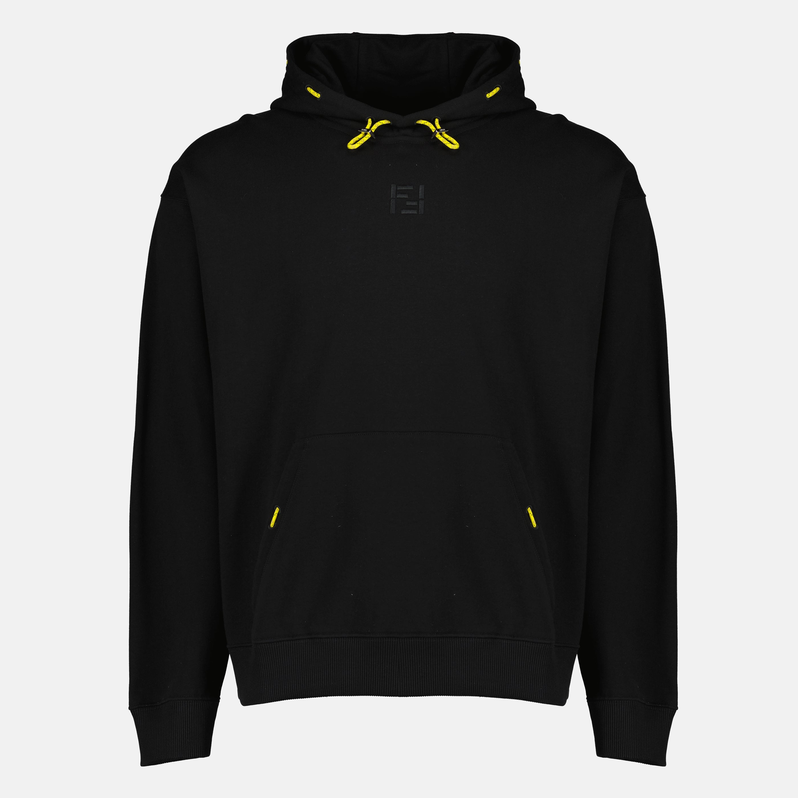 Image de l'article Sweat à capuche noir en coton de la marque Fendi pour Homme - Saison Printemps-Été 2026 - Vue de Face