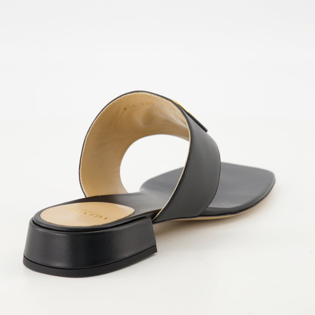 Zapatos abiertos Sandalias de Cuero VLogo Valentino Garavani Negro Femme