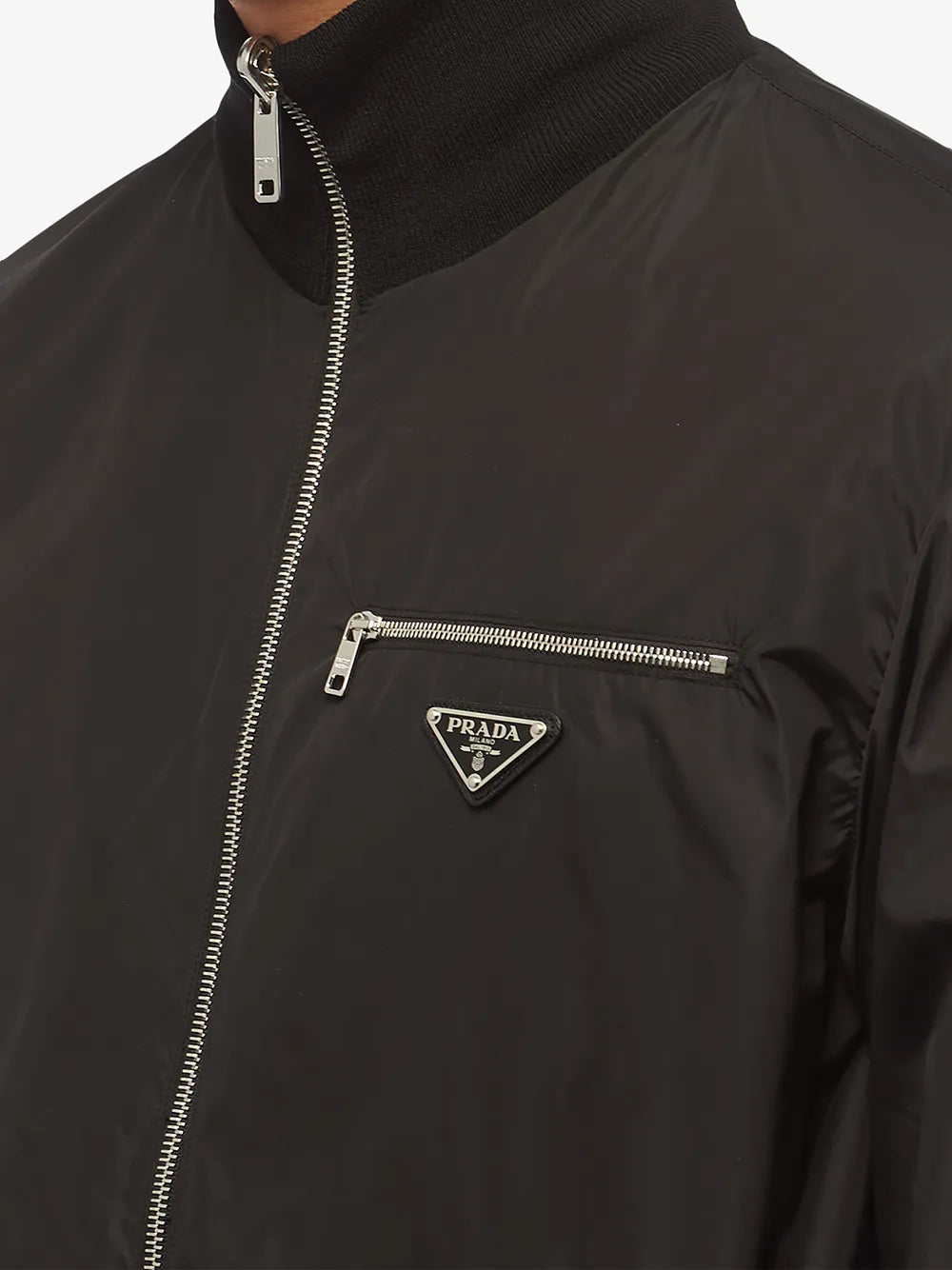 Vestes Bomber en Re-Nylon et laine Prada Noir Homme