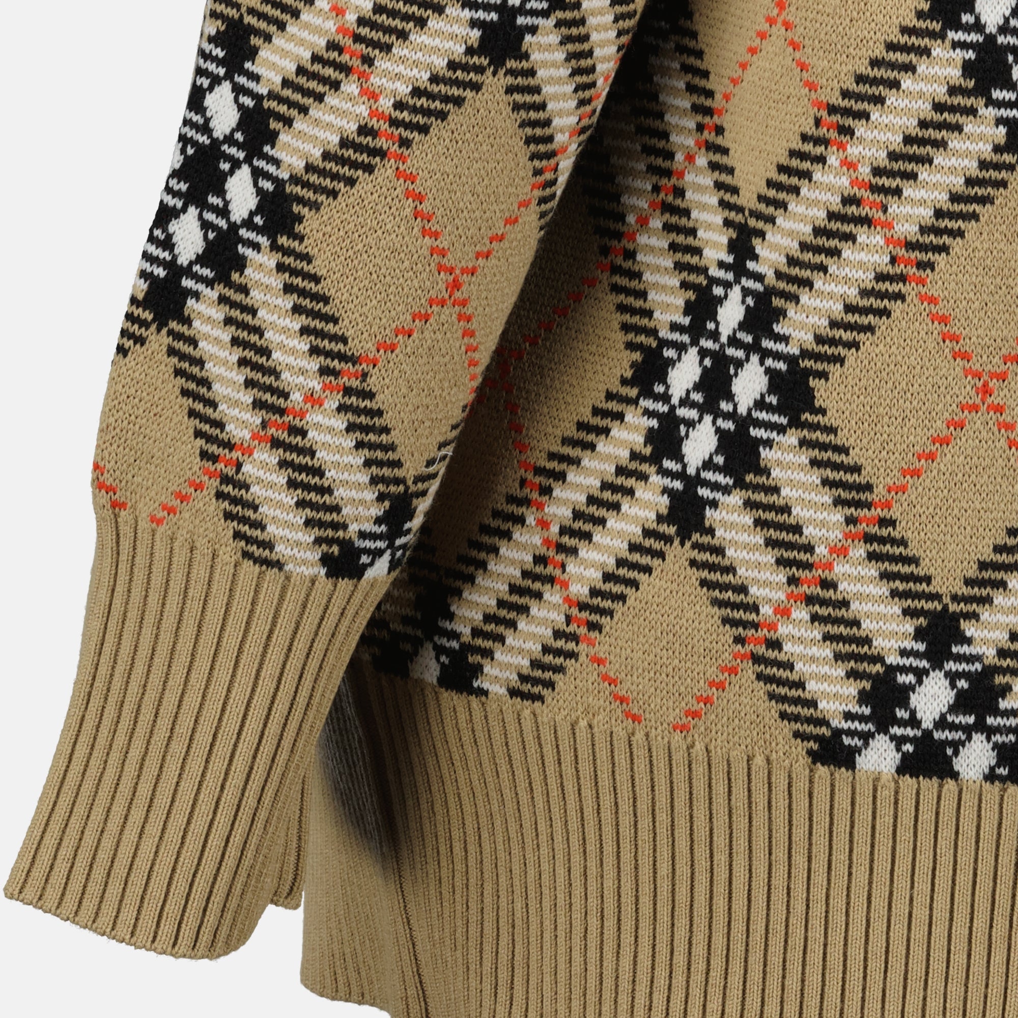 Maille Cardigan à carreaux Check Burberry Beige Femme
