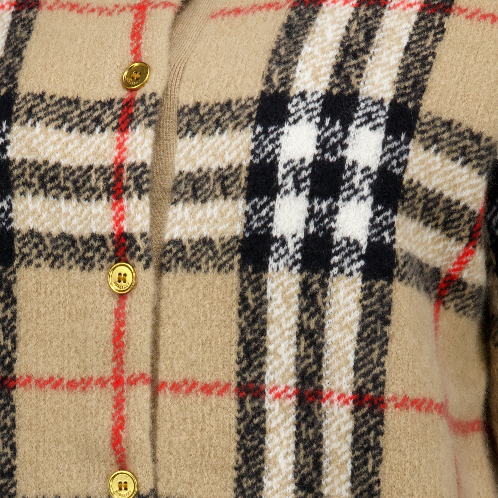 Maille Cárdigan de Cachemira a Cuadros Burberry Beige Femme