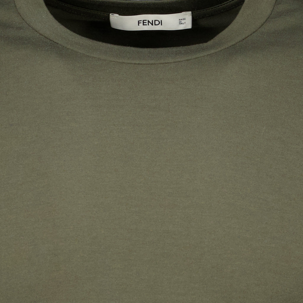 T-shirts T-Shirt de Algodão Kaki Fendi Vert Homme