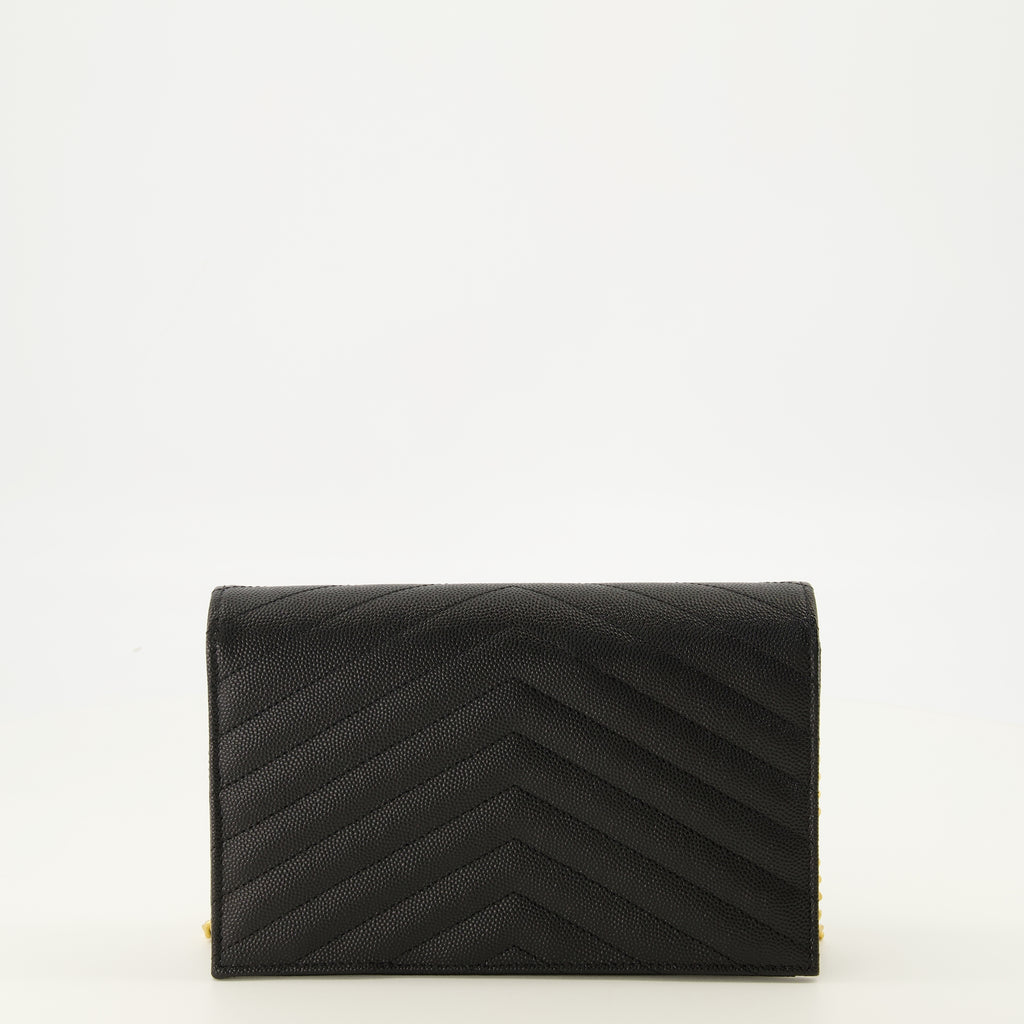 Sacs à main et épaule Monedero Cassandre con Cadena de Cuero Graneado Negro Saint Laurent Noir Femme